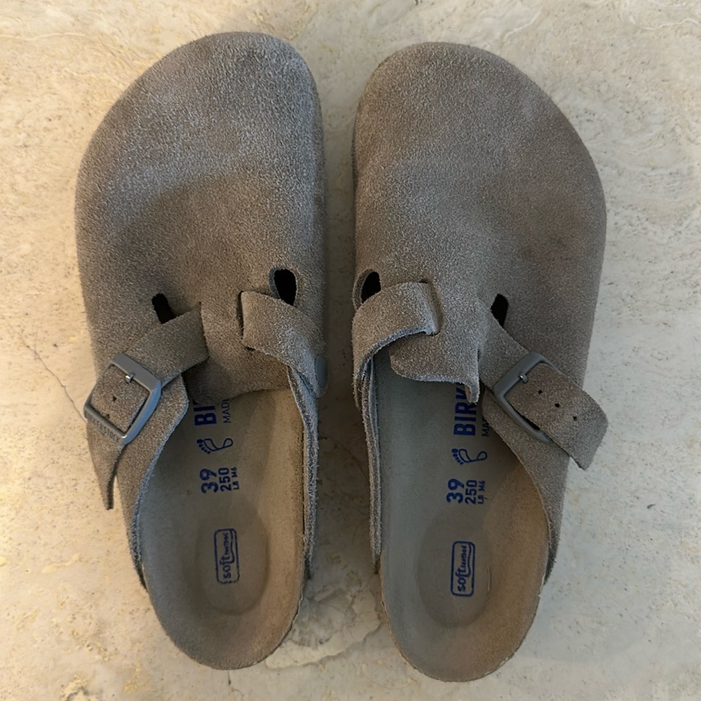 BOSTON BIRKENSTOCKS - BEIGE / GRAY